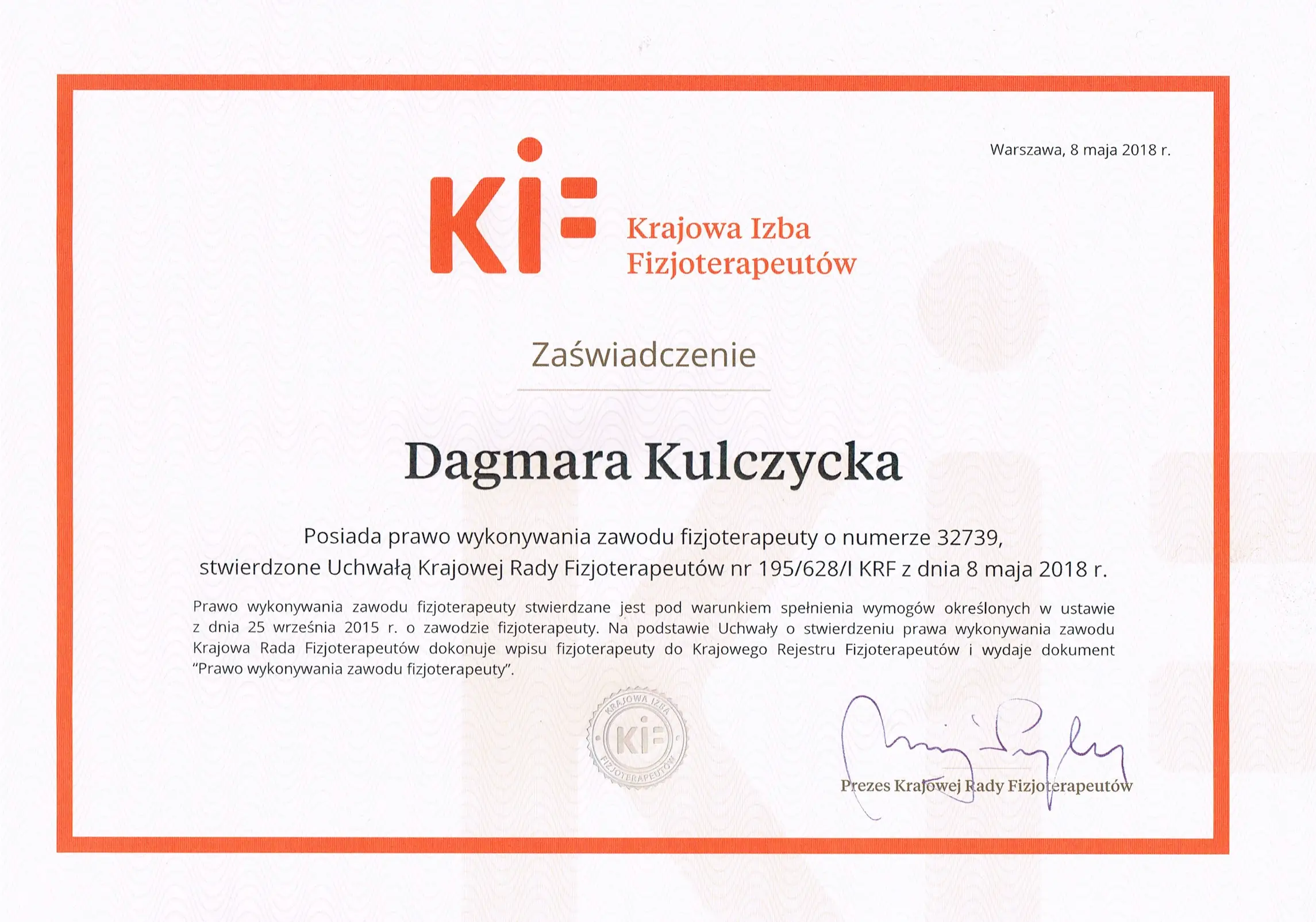 Prawo wykonywania-zawodu Dagmara Kulczycka KIF